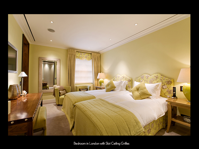 Bedroom in London with Slot Ceiling Grilles